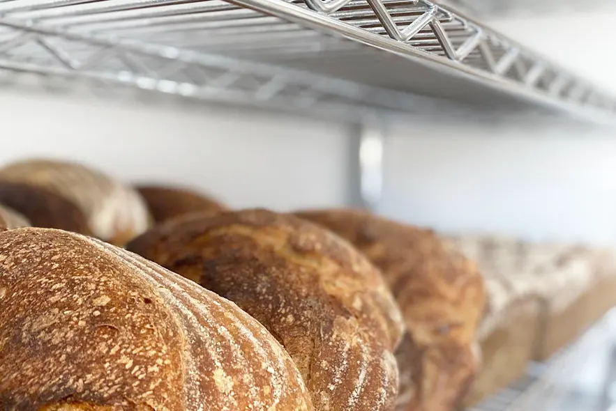 loaf micro bakery Wymondham loaves on shelf